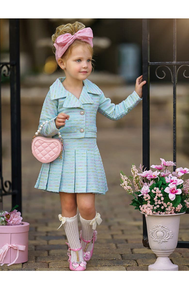 Mia Belle Girls Girls Little Sweetie Tweed Blazer and Pleated Skirt Set, Alternate, color, Multicolor