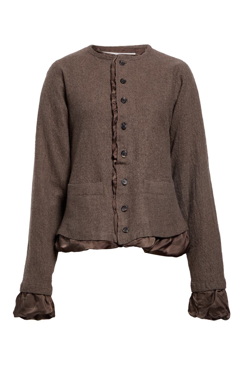 Charmeuse Lined Wool Flannel Jacket, Alternate, color, BROWN