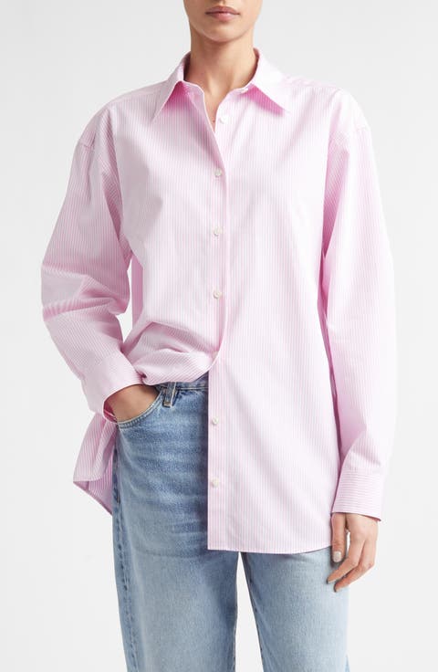 Classic Tumbled Stripe Organic Cotton Button-Up Shirt