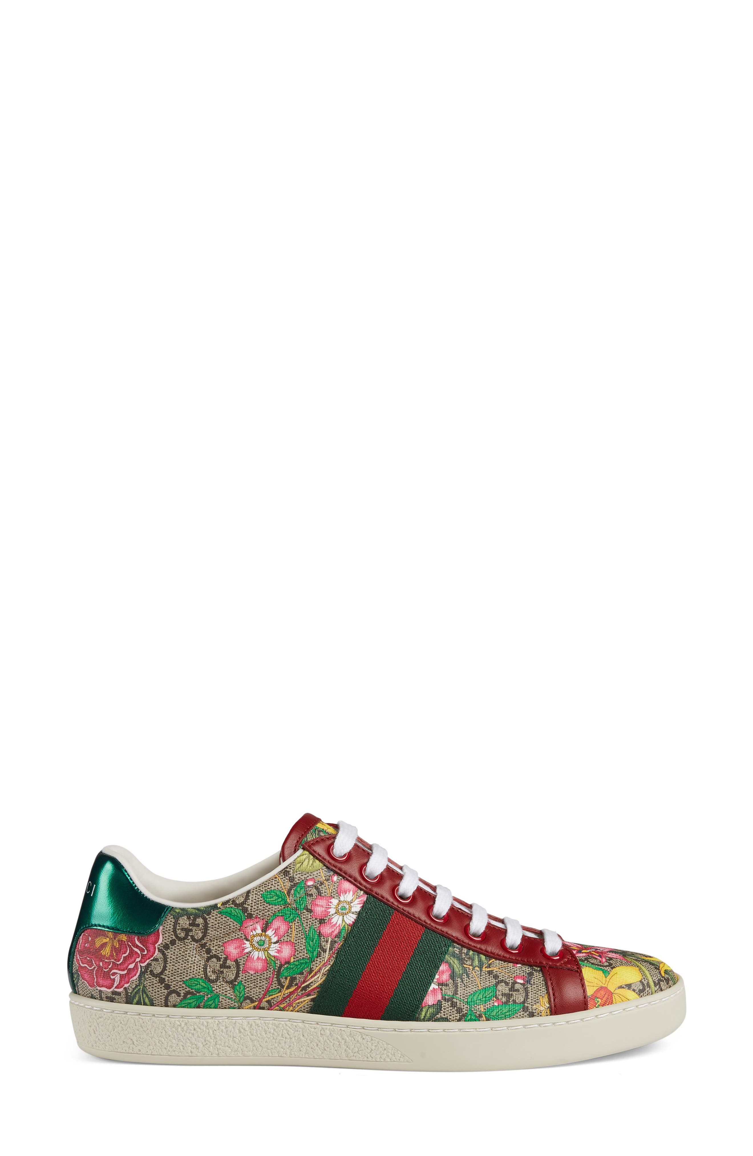 Gucci New Ace GG Supreme Floral Sneaker, Alternate, color, 
