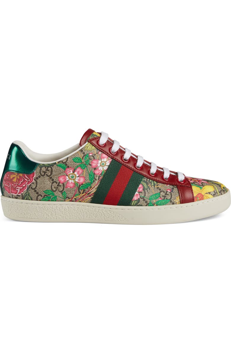 Gucci New Ace GG Supreme Floral Sneaker, Alternate, color,