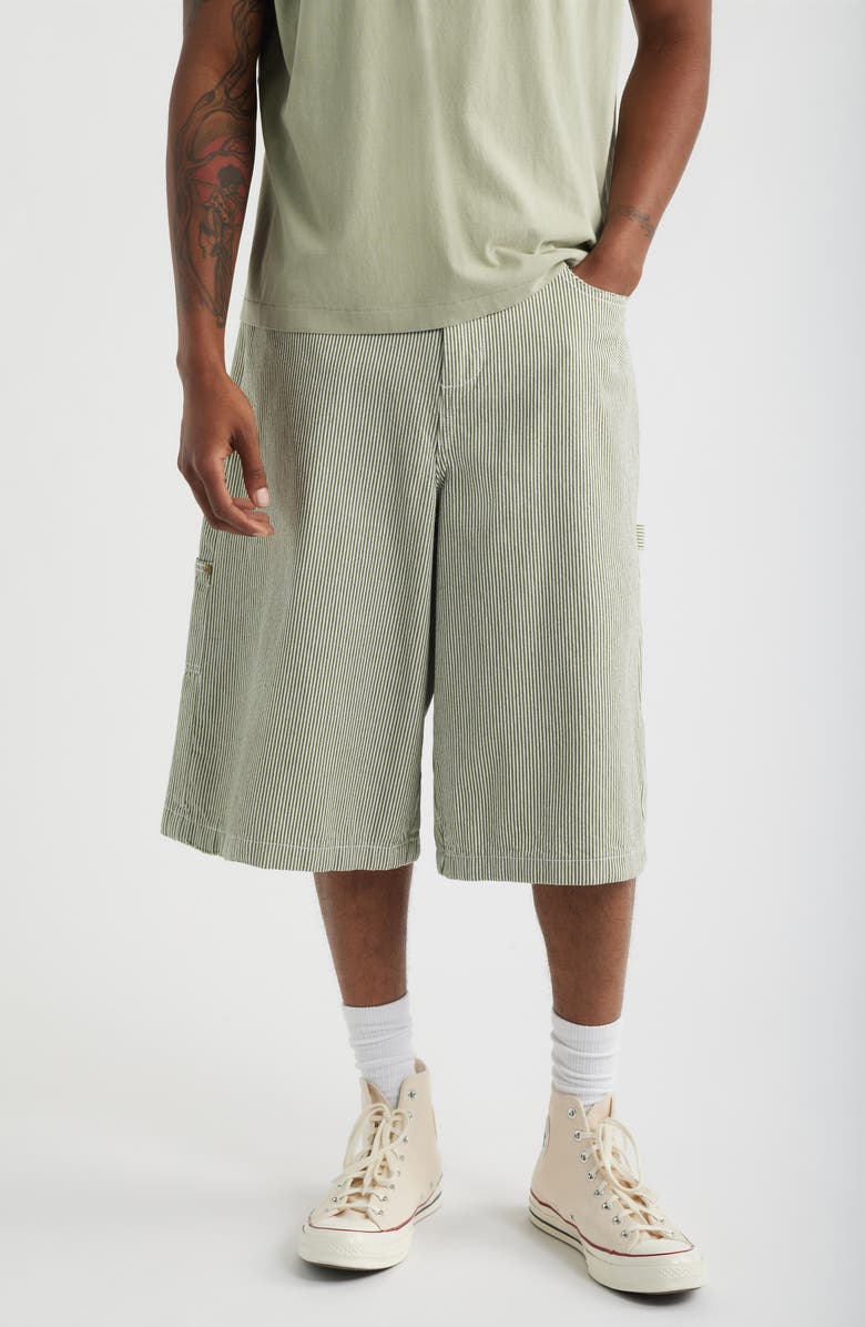 Elwood Field Pinstripe Denim Shorts, Main, color, Green Pinstripe