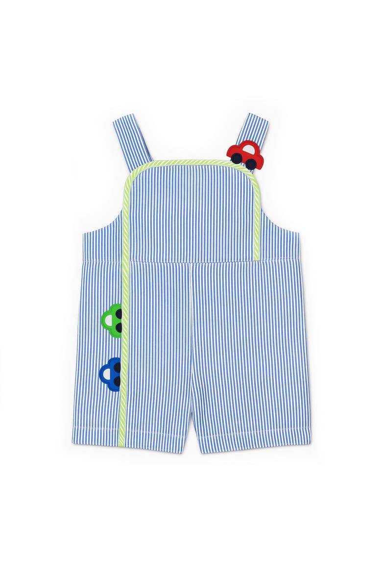 Seersucker Shortall With Cars, Main, color, Blue/White