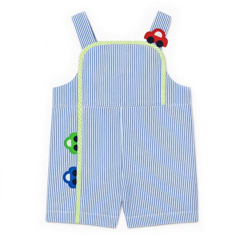 Seersucker Shortall With Cars (Baby)
