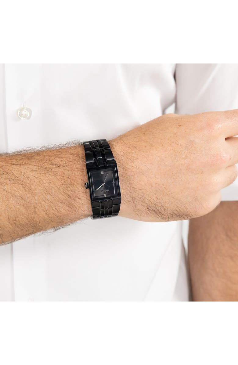 BOSS Strivo Black Tank Bracelet Watch, 25.6mm x 28mm, Alternate, color, 