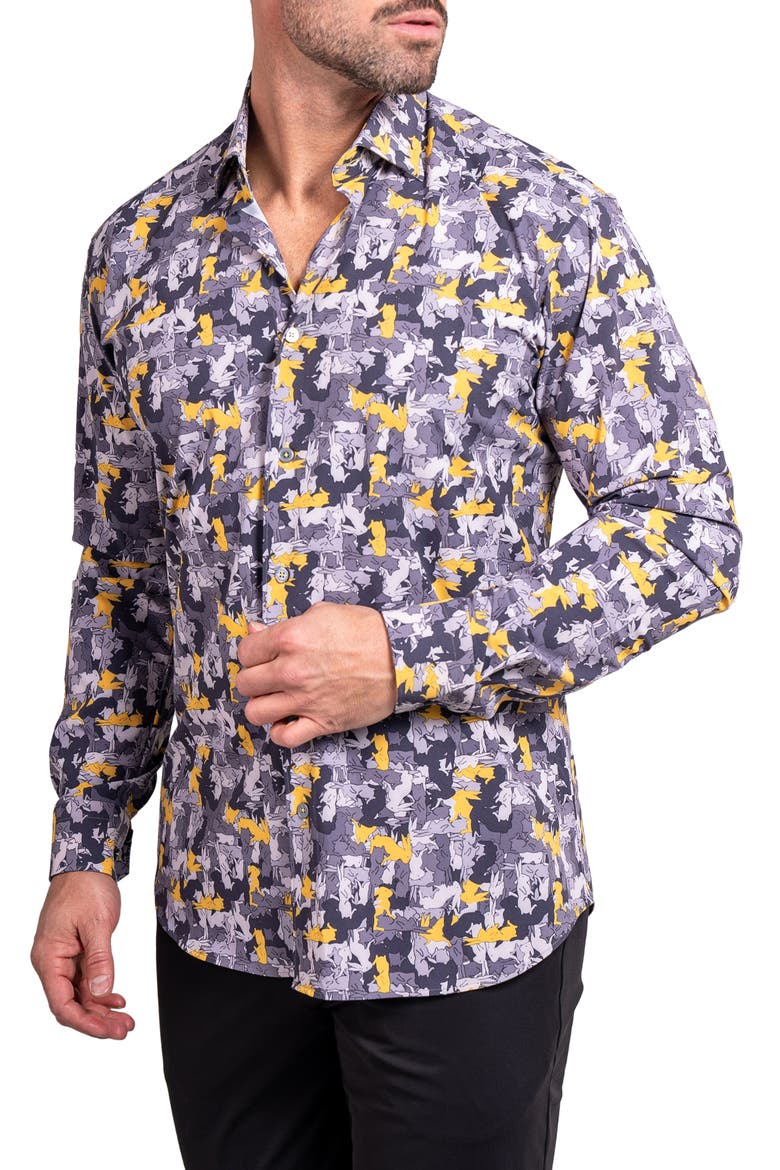 Fibonacci Ascension Contemporary Fit Button-Up Shirt, Alternate, color, GREY
