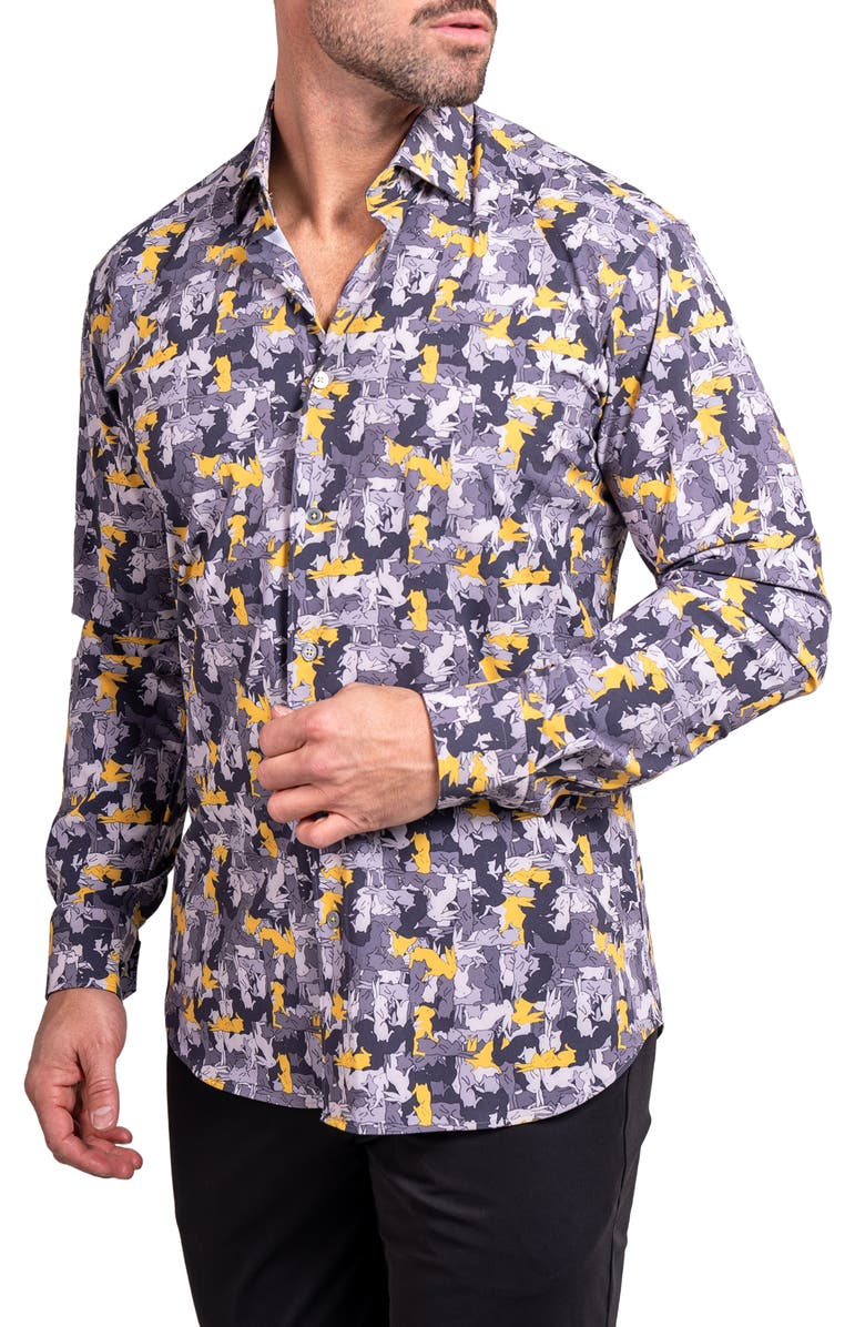 Maceoo Fibonacci Ascension Contemporary Fit Button-Up Shirt, Alternate, color, Grey