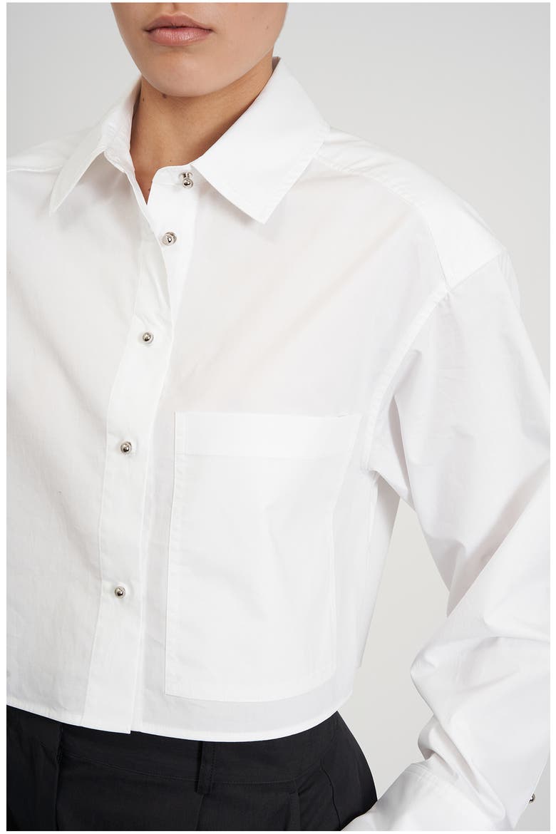 Layne Crop Button-Up Shirt, Alternate, color, BRIGHT WHITE