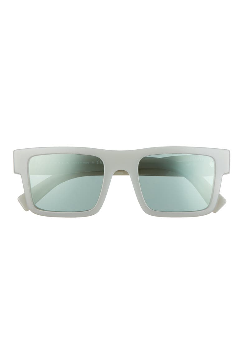 52mm Rectangular Sunglasses, Main, color, ARDESIA/ GREEN SILVER