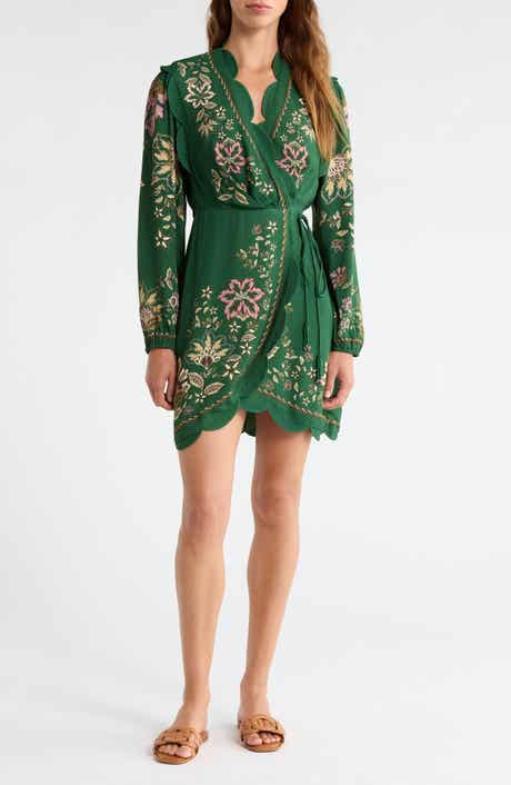 Garden Delight Long Sleeve Wrap Dress