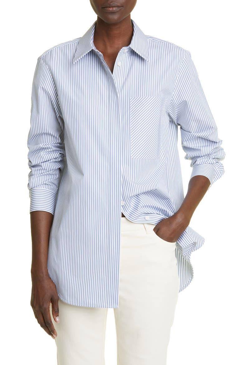 Stripe Cotton Button-Up Shirt, Main, color, RIPTIDE MULTI