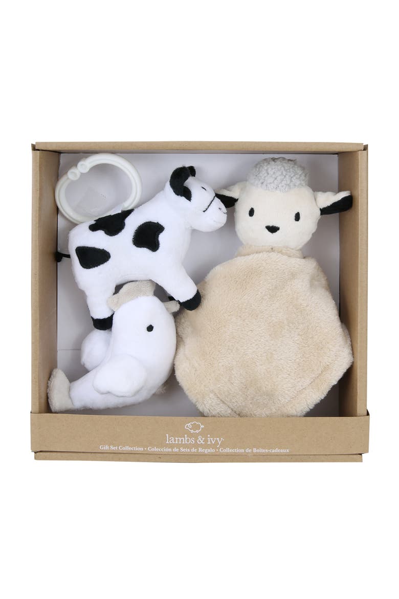 Farm 3-Piece Infant/Baby Plush Toy Gift Set, Main, color, Cream