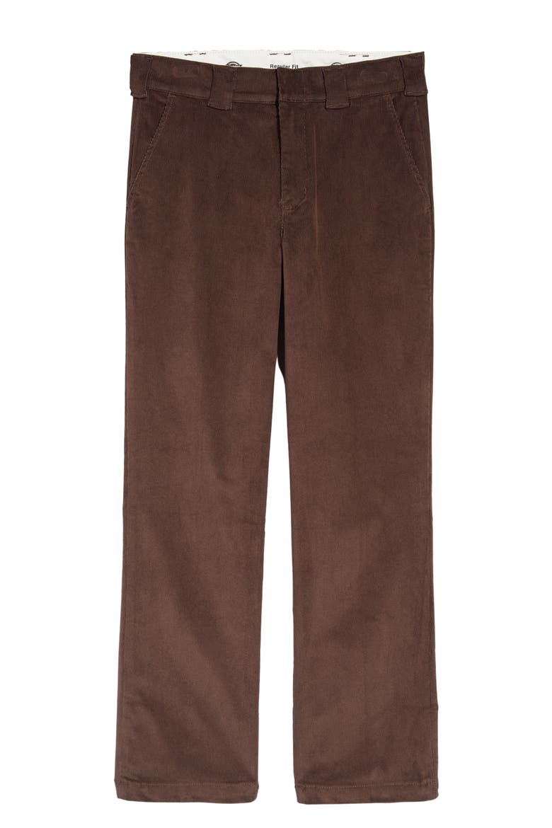 Flat Front Corduroy Pants, Alternate, color, CHOCOLATE BROWN