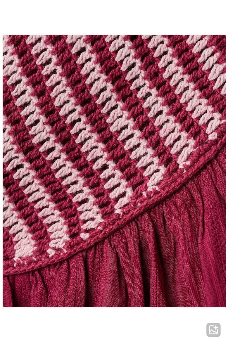 Mixed Media Cotton Crochet Halter Top, Alternate, color, MAROON