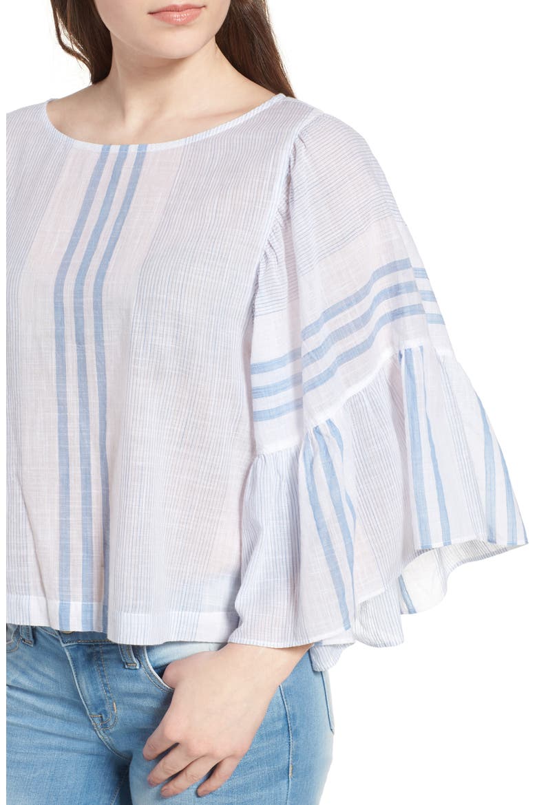 Stripe Ruffle Swing Top, Alternate, color, WHITE MIX STRIPE