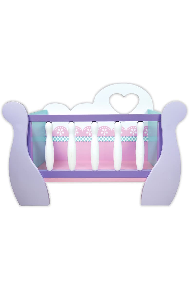 Lissi Wooden Baby Doll Cradle, Pink Purple White, Fits Up to 18 Inches, Alternate, color, Multicolored