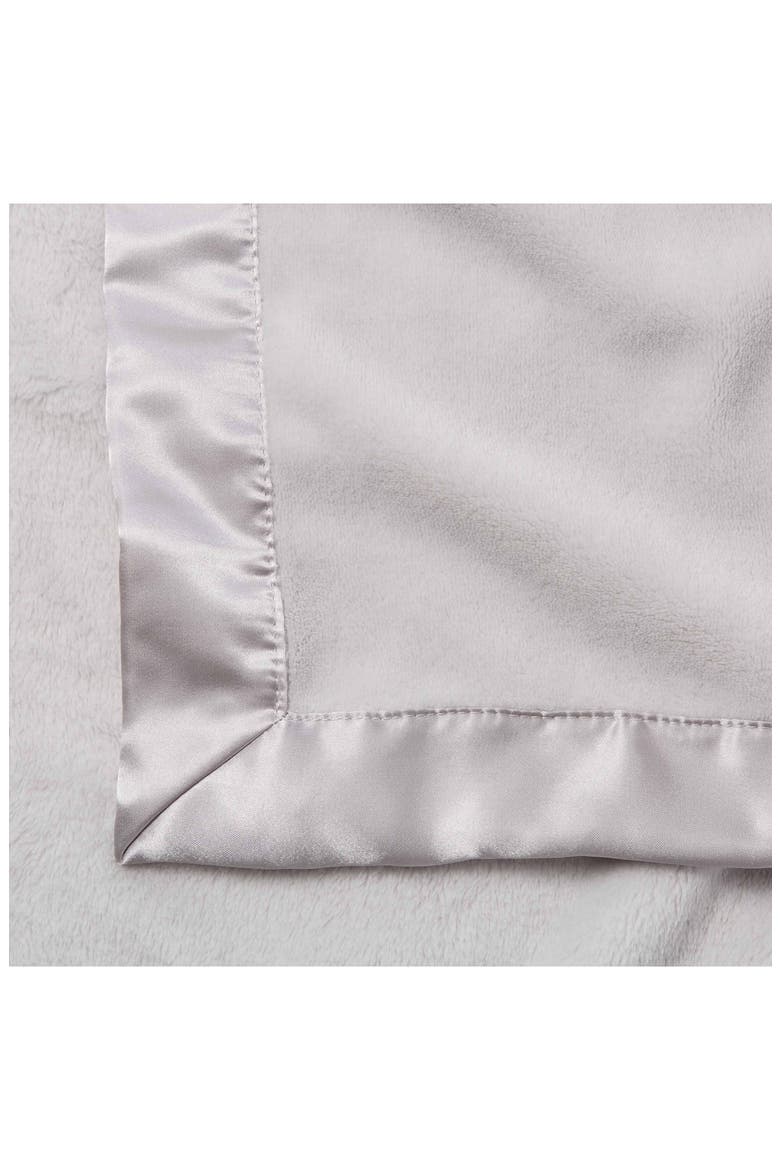 Satin Trim Fleece Blanket, Alternate, color, GRAY