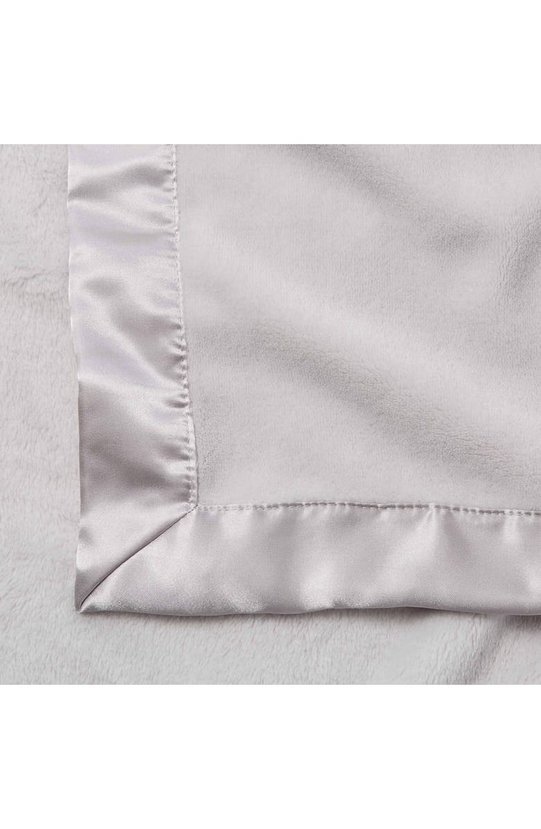 Elegant Baby Satin Trim Fleece Blanket, Alternate, color, Gray