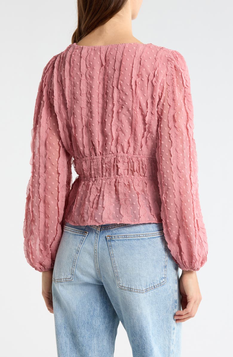 All in Favor Ruched V-Neck Tie Front Top, Alternate, color, Mauve