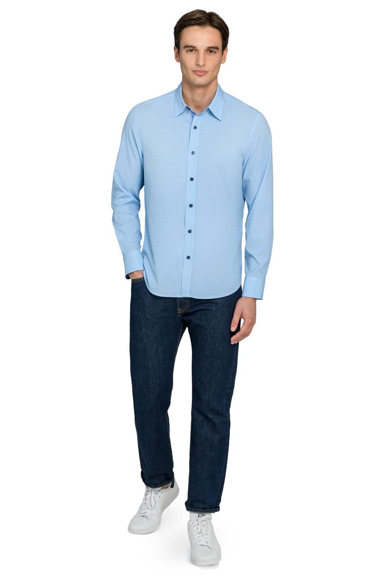 Micro Square Stretch Dress Shirt, Alternate, color, NAVY/ GREEN