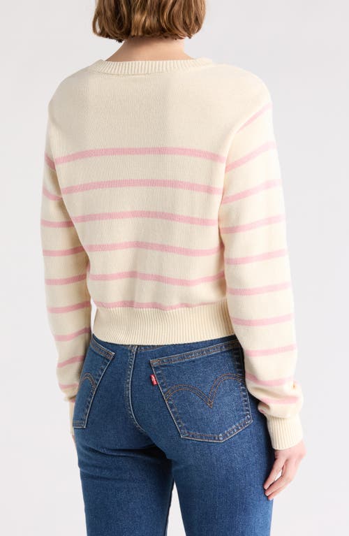 Melrose And Market Stripe Knit Pullover In Ivory- Pink Placed Stripe