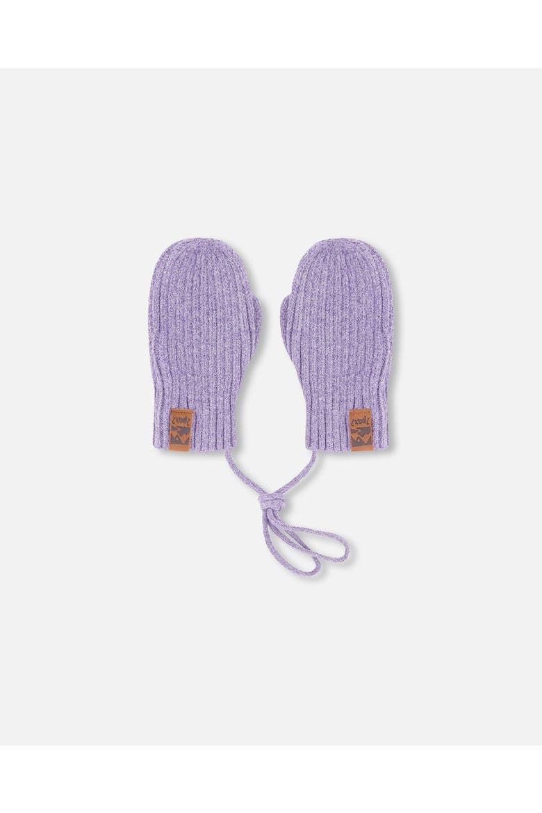 Girl Rib Knit Mittens with Cord, Main, color, Lavender