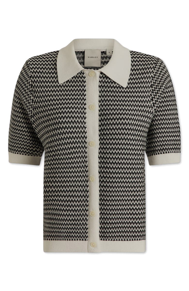 Varley Gaelle Polo Cardigan, Alternate, color, Snow White / Black