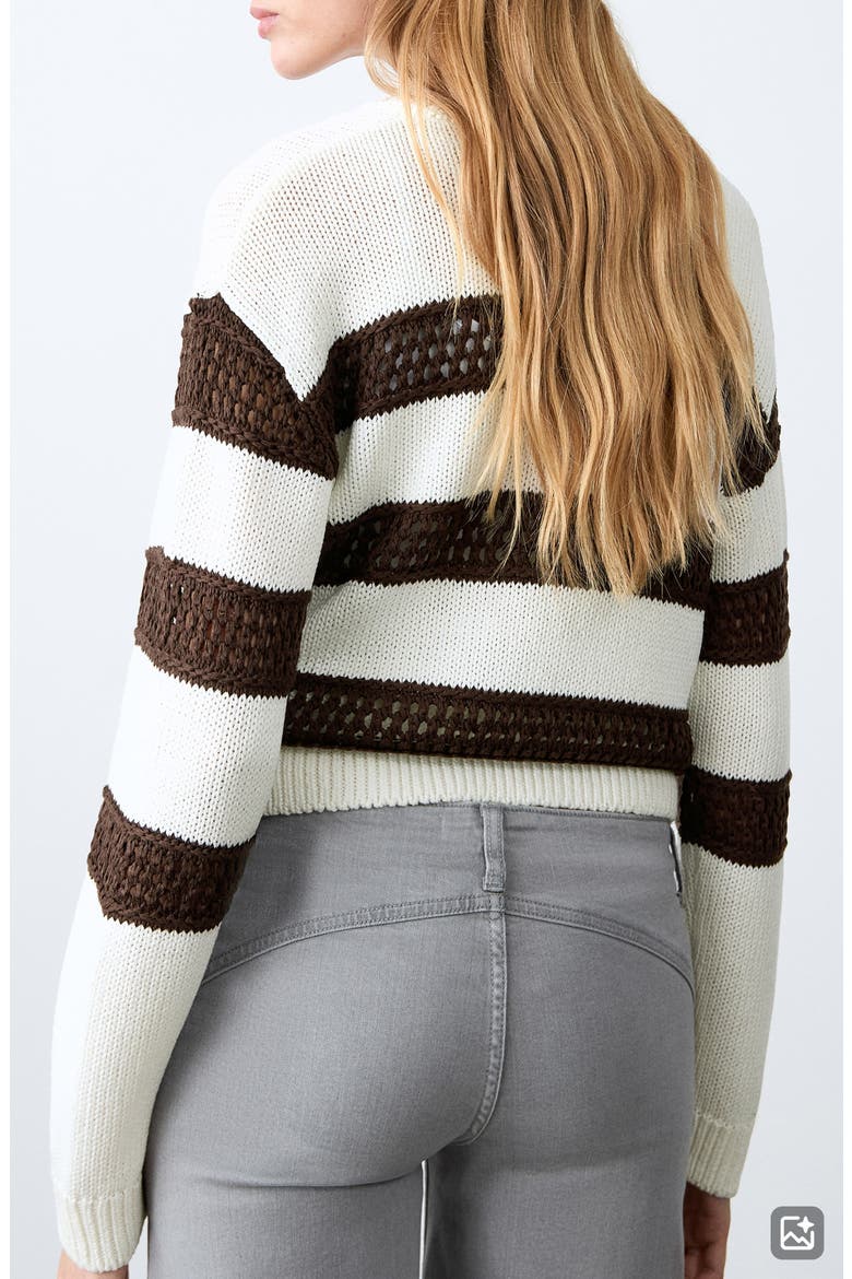 Openwork Stripe Sweater, Alternate, color, BROWN