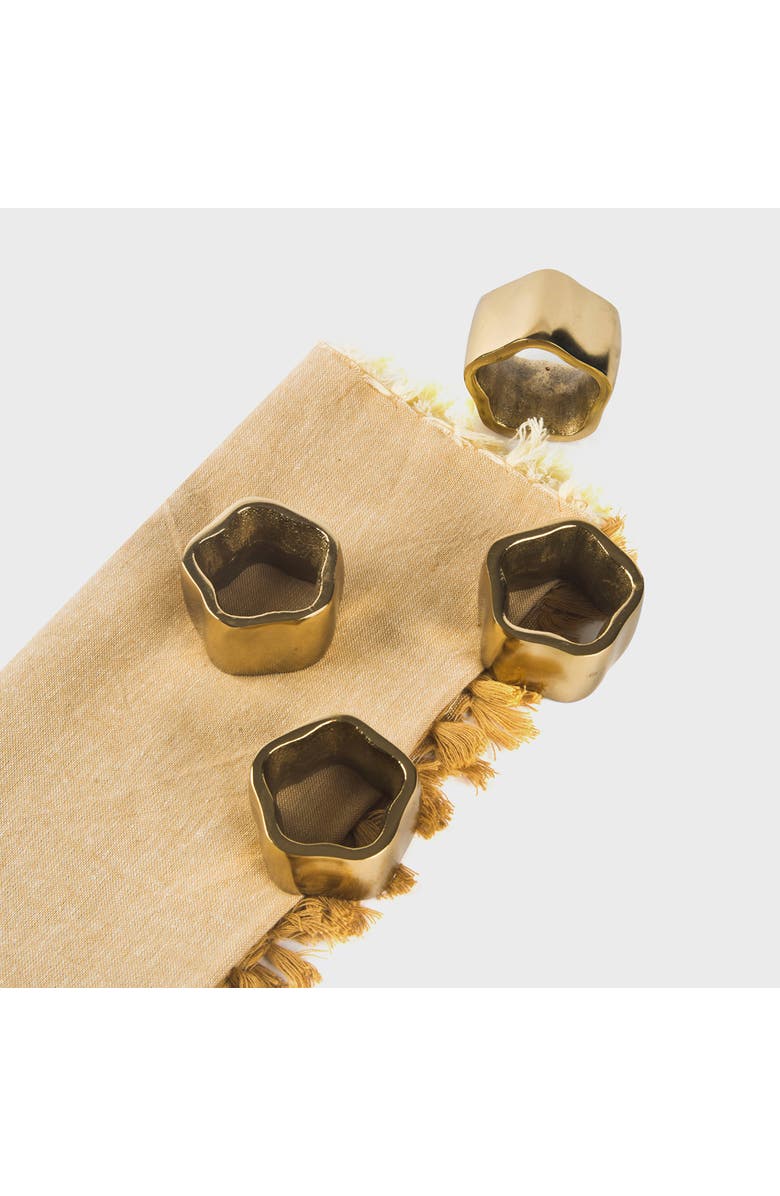 Mela Artisans Gold Toned Sculpted Napkin Rings, Alternate, color, Gold