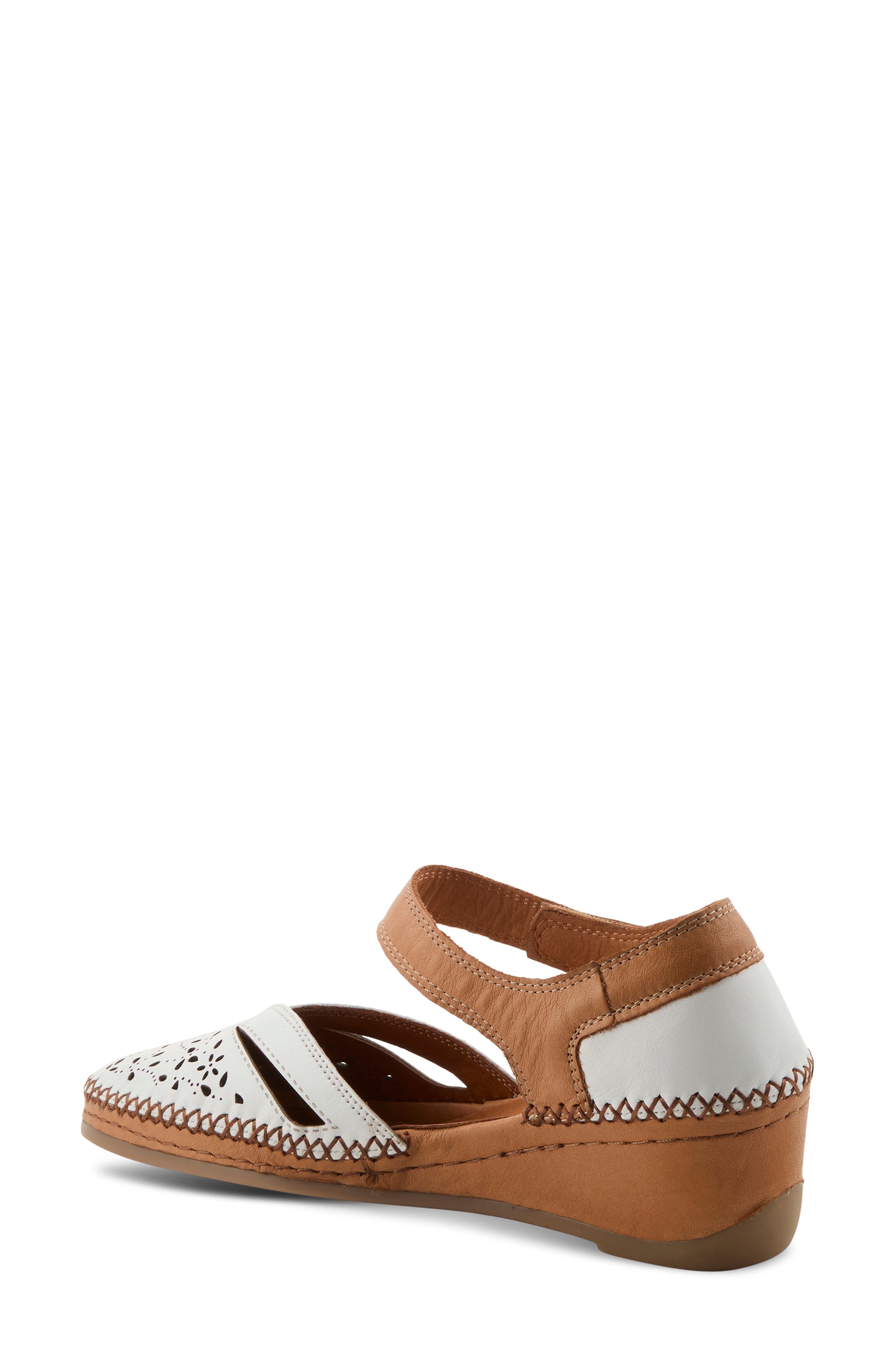 Spring Step Ezlyn Ankle Strap Wedge Pump, Alternate, color, White Multi