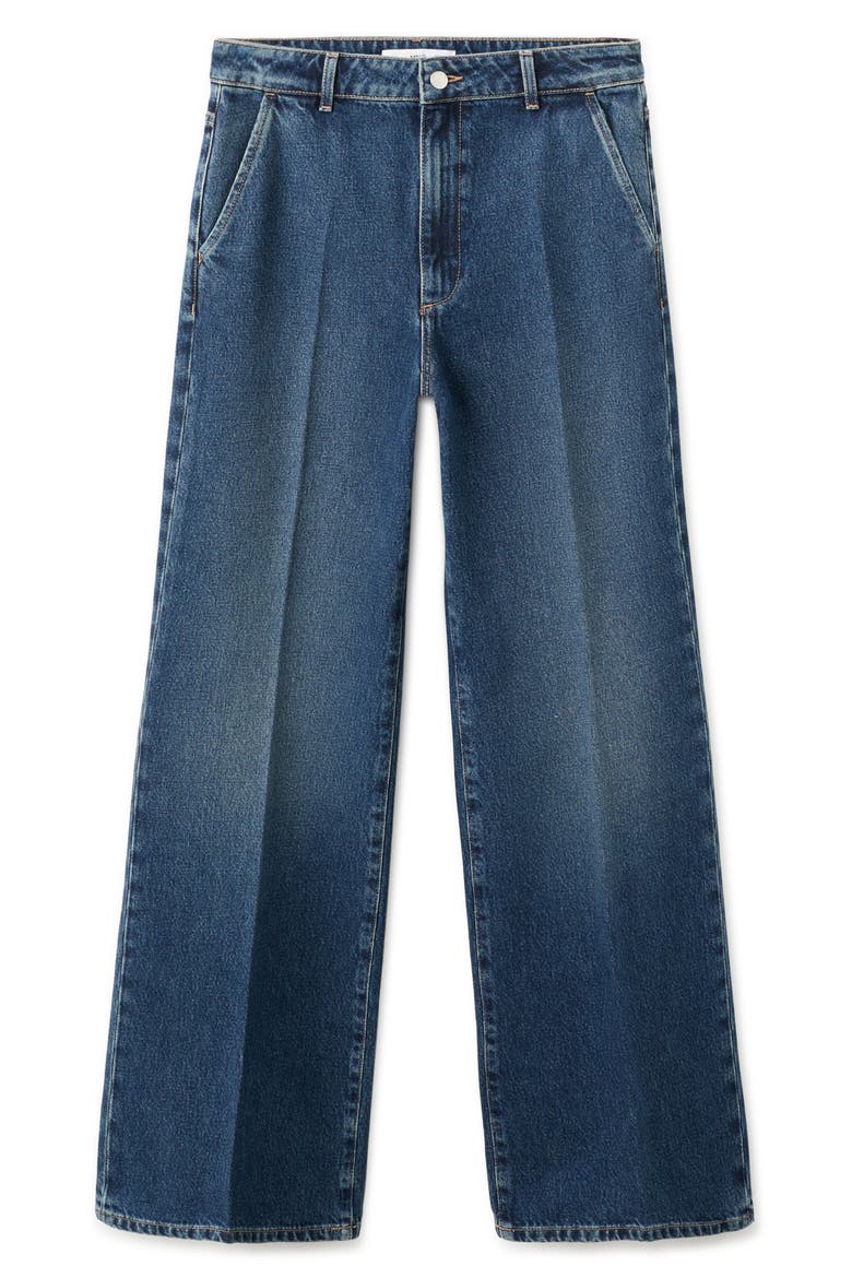 Slant Pocket Mid Rise Wide Leg Jeans, Alternate, color, DARK BLUE