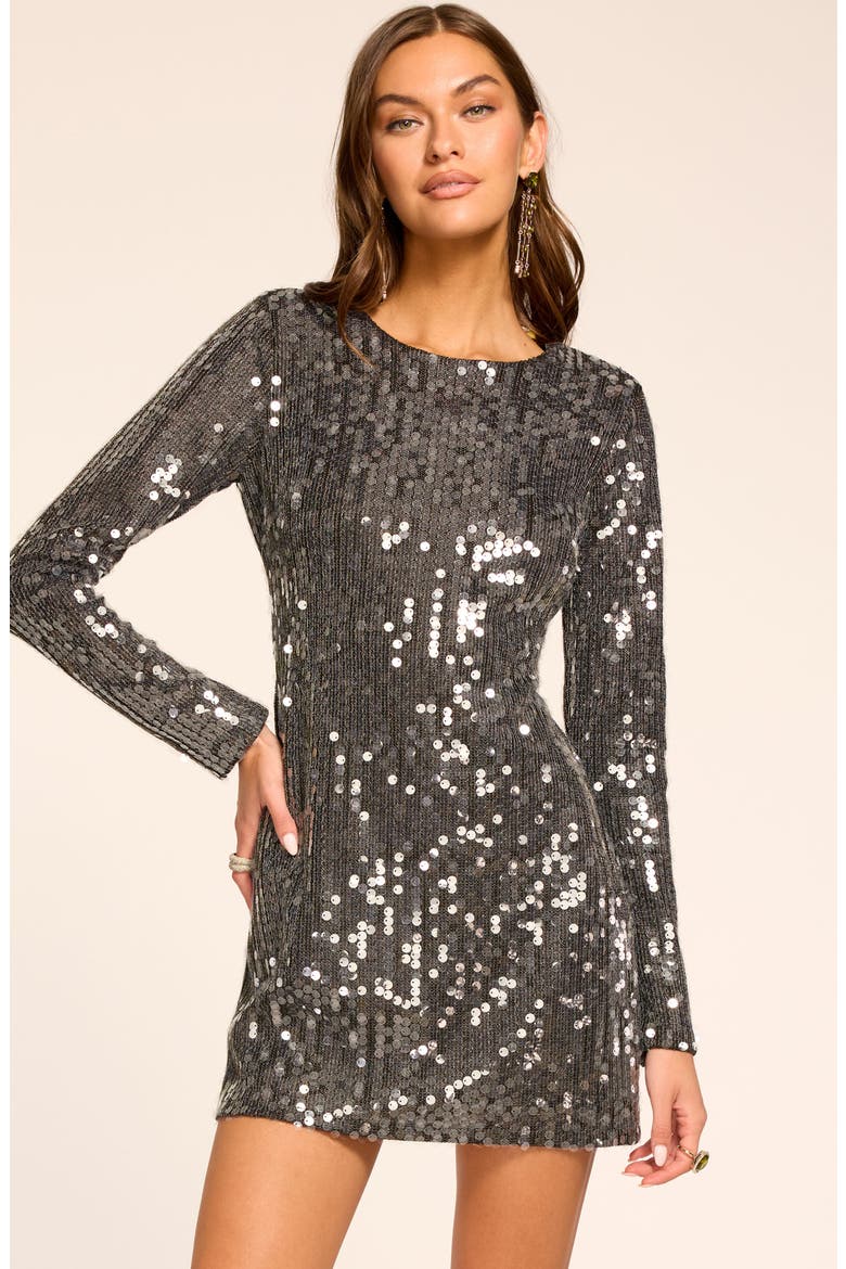 Lola Long Sleeve Minidress, Alternate, color, GUNMETAL PAILLETTE