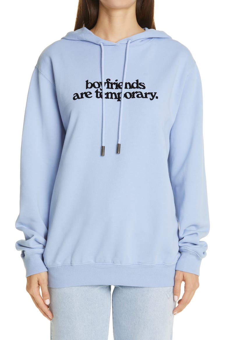 Boyfriends Are Temporary Graphic Cotton Hoodie, Main, color, LILAC BLACK