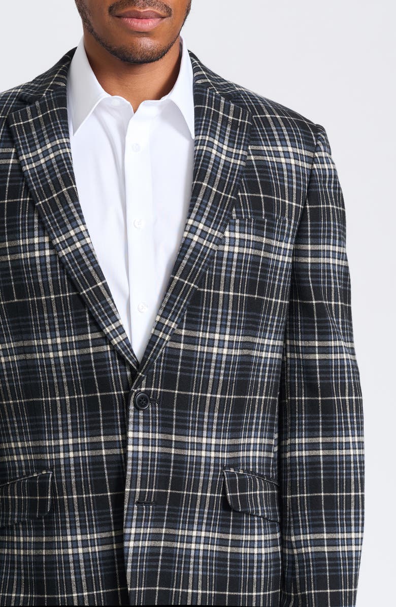 SAVILE ROW CO Black & Gray Plaid Blazer, Alternate, color, Black