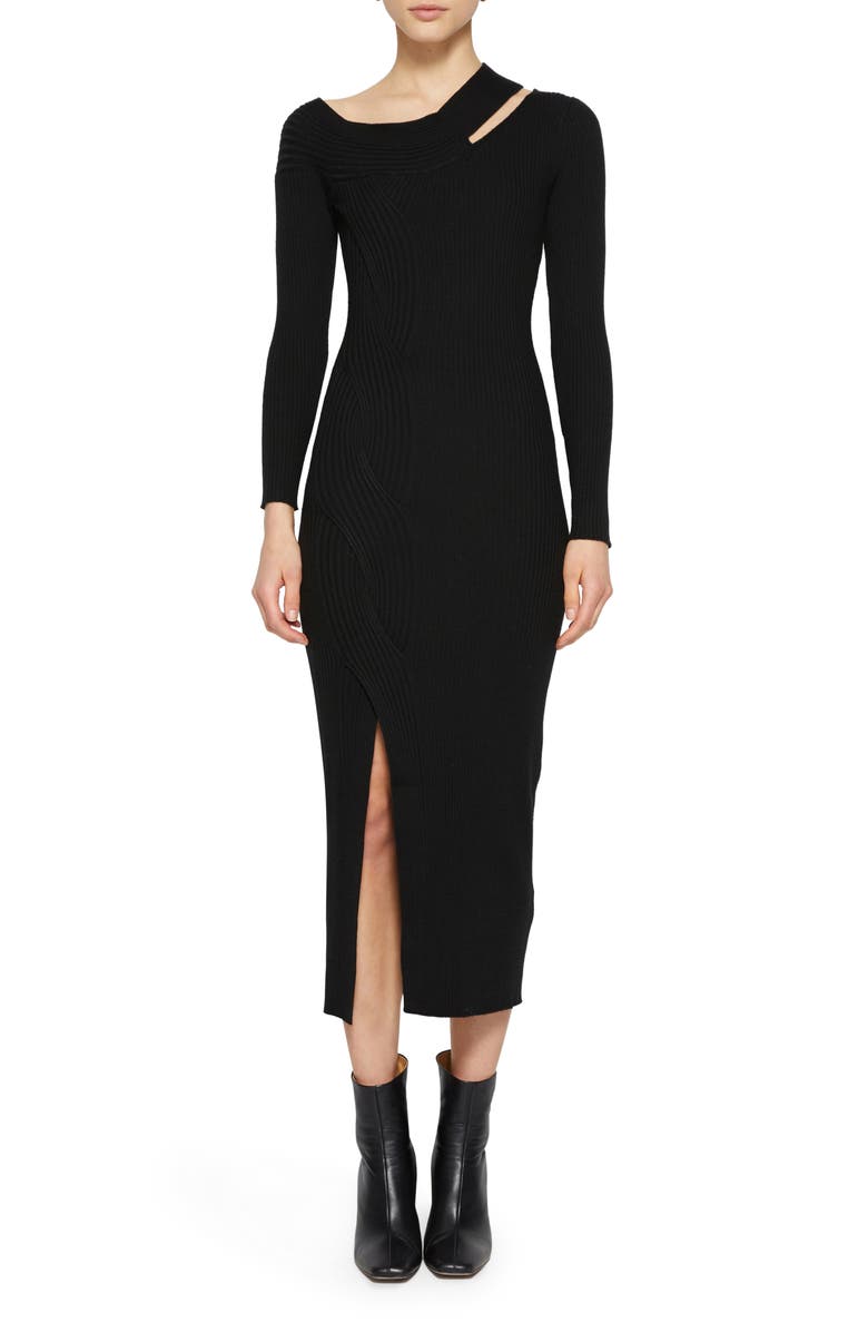 Simkhai Jonathan Simkhai Ribbed Cutout Long Sleeve Sweater Dress, Main, color, 