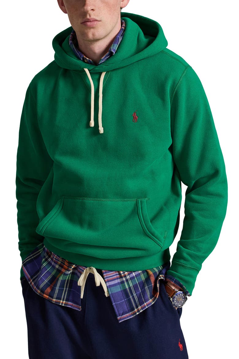 Fleece Hoodie, Main, color, GREEN