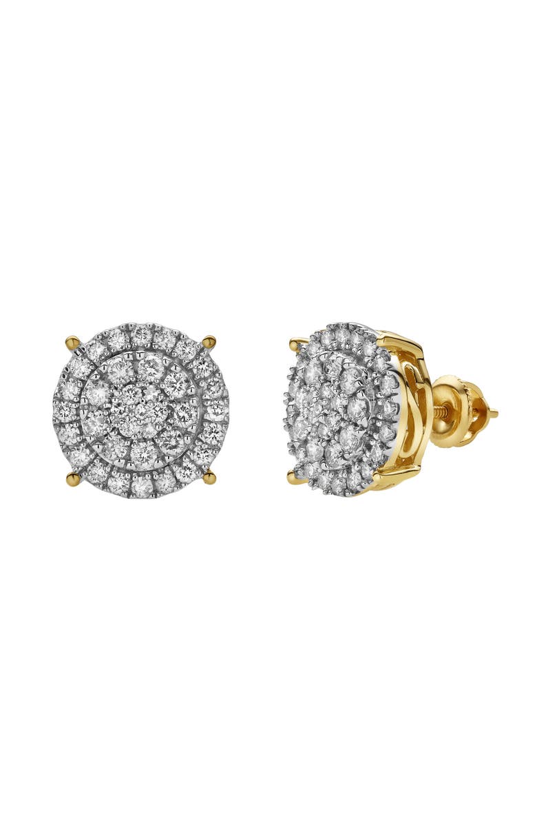LuvMyJewelry Zephyra 10K Yellow Gold Cluster Diamond Unisex Earrings - 1 Cts, Alternate, color, 10K Yellow Gold
