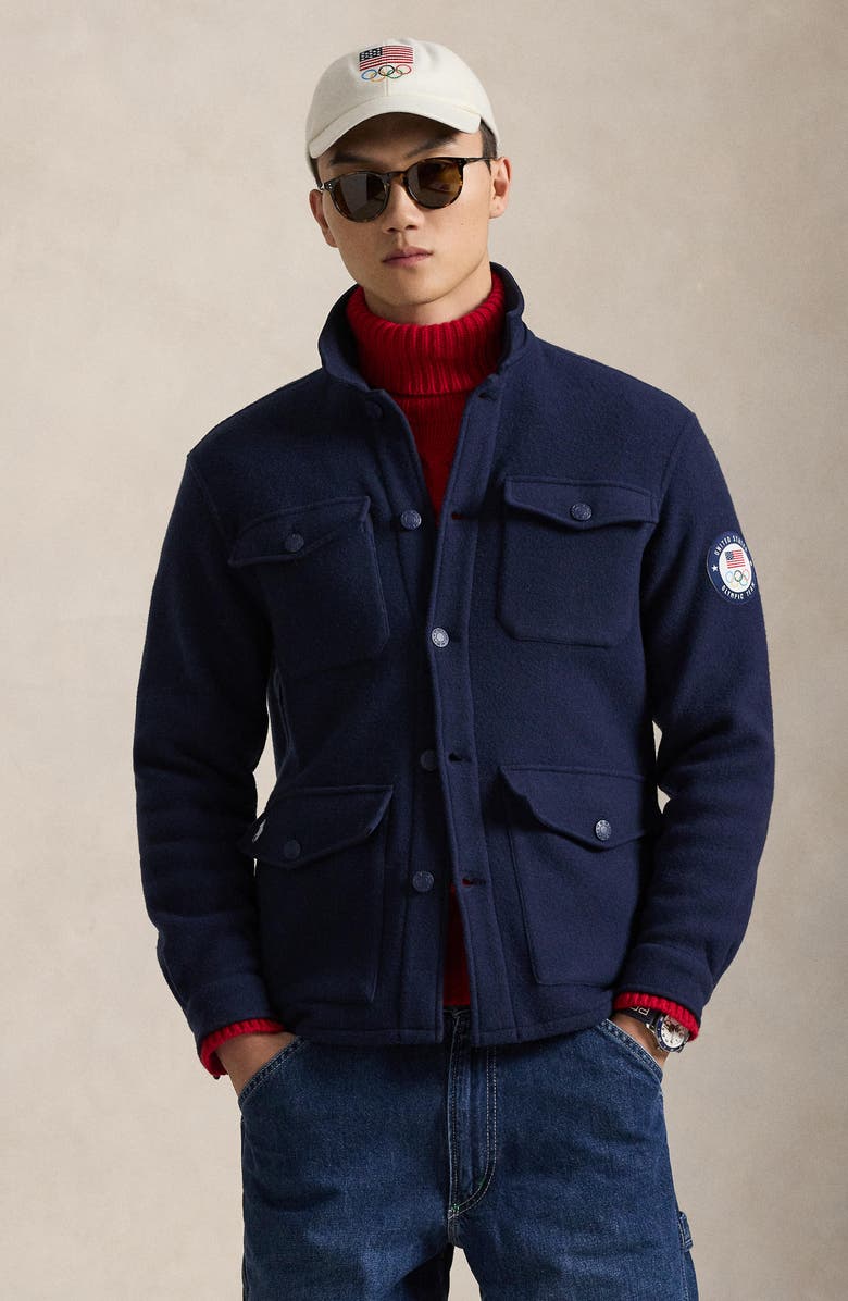 Polo Ralph Lauren Team USA Wool Blend Shirt Jacket, Alternate, color, Refined Navy