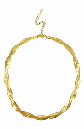 Adornia Braided Herringbone Chain Necklace