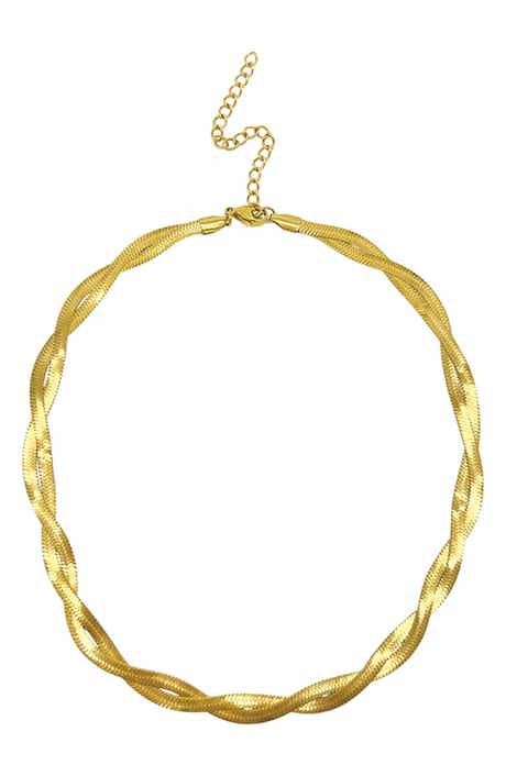 Adornia Braided Herringbone Chain Necklace