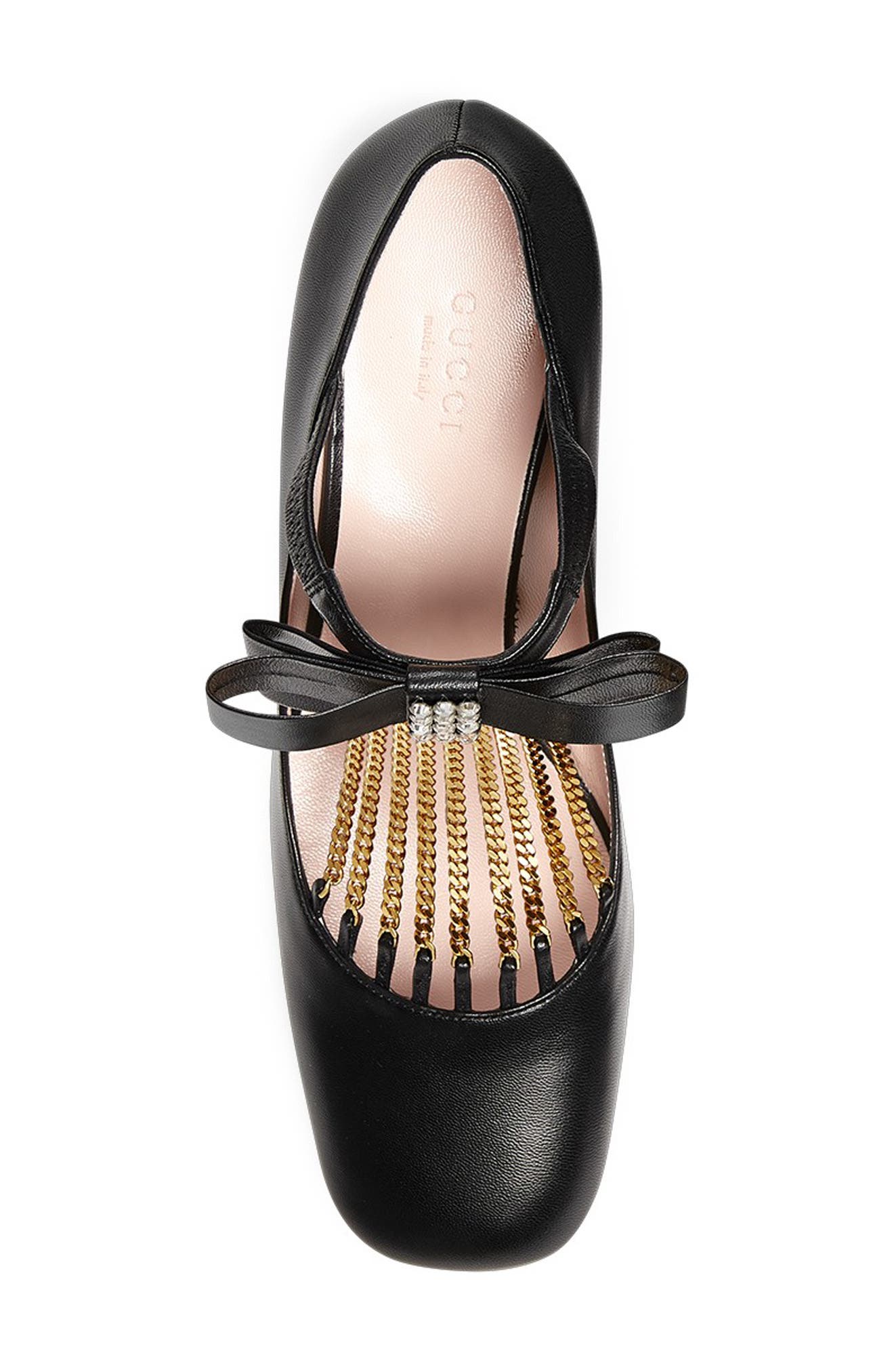 Gucci Bonny Crystal & Chain Embellished Bow Pump, Alternate, color, 