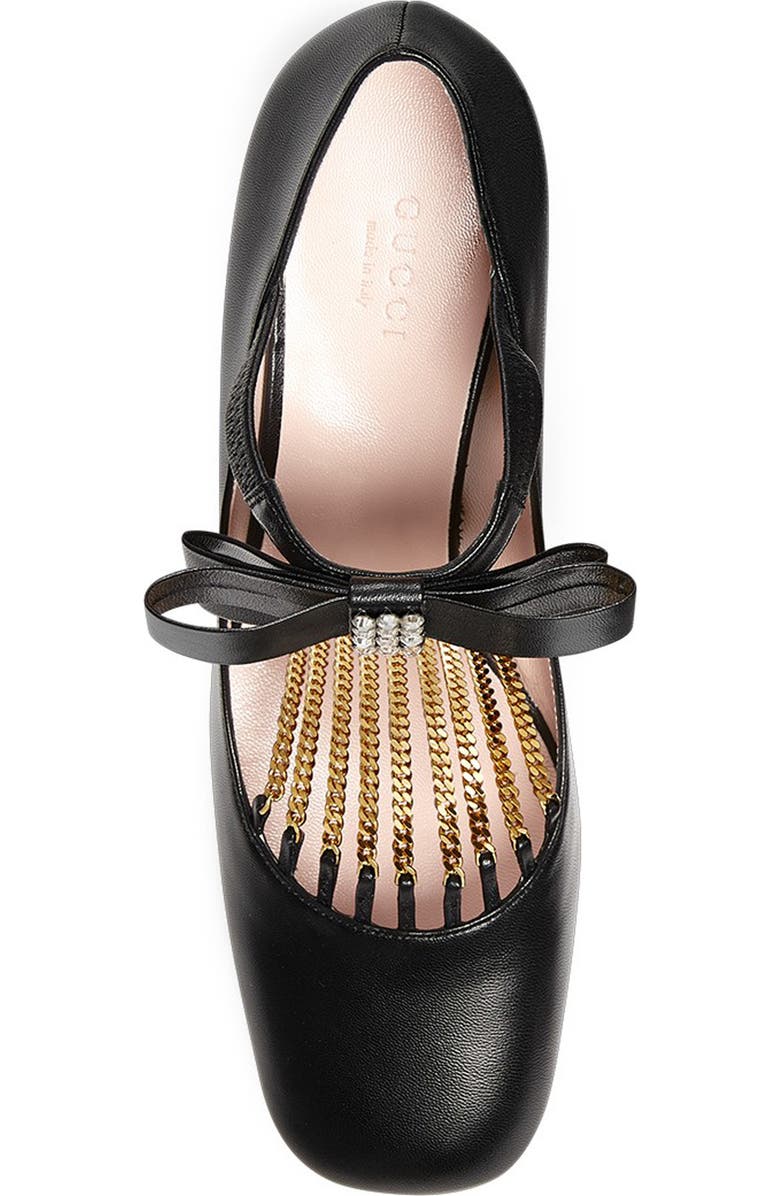 Gucci Bonny Crystal & Chain Embellished Bow Pump, Alternate, color,