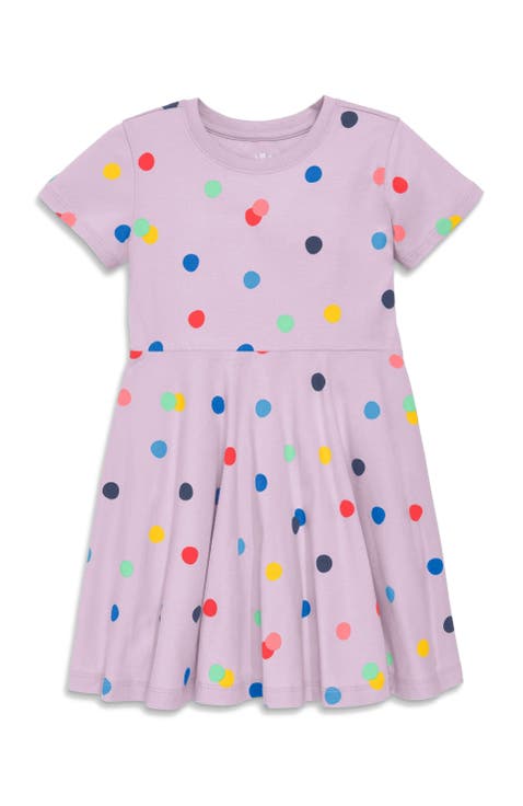 Kids Twirly Dress In Rainbow Confetti Dots (Toddler, Little Kid, Big Kid)