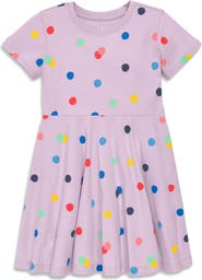 Primary Kids Twirly Dress In Rainbow Confetti Dots
