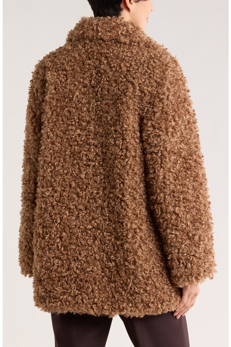 Curly Faux Shearling Coat, Alternate, color, DK CARAMEL