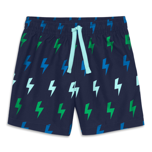 Primary Kids Swim Trunk In Mini Bolts In Navy Bolts