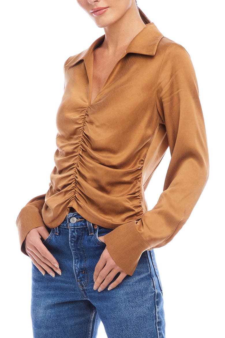 Arabella Shirred Top, Alternate, color, CAMEL