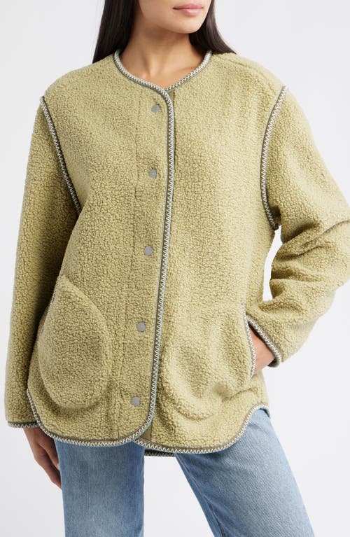 Ugg(r) Emmersyn Uggbraid Trim High Pile Fleece Coat In Gold