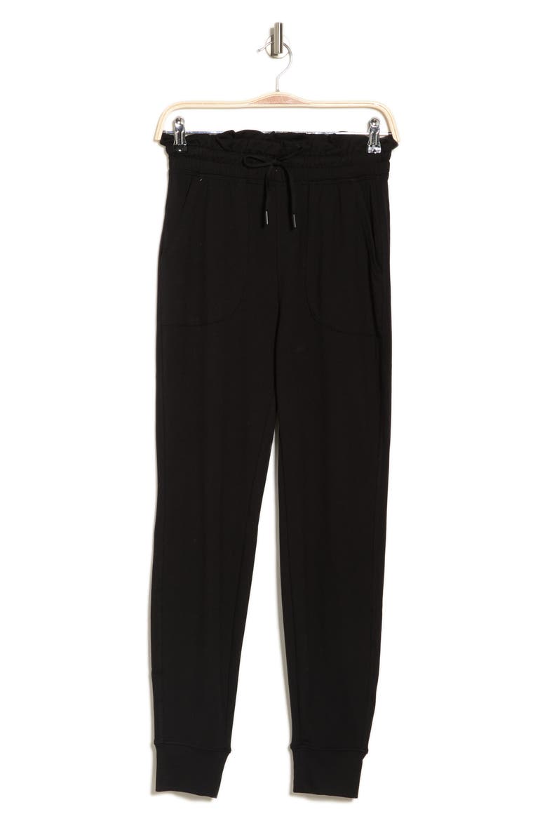 Terry Brushed Paperbag Joggers, Alternate, color, BLACK