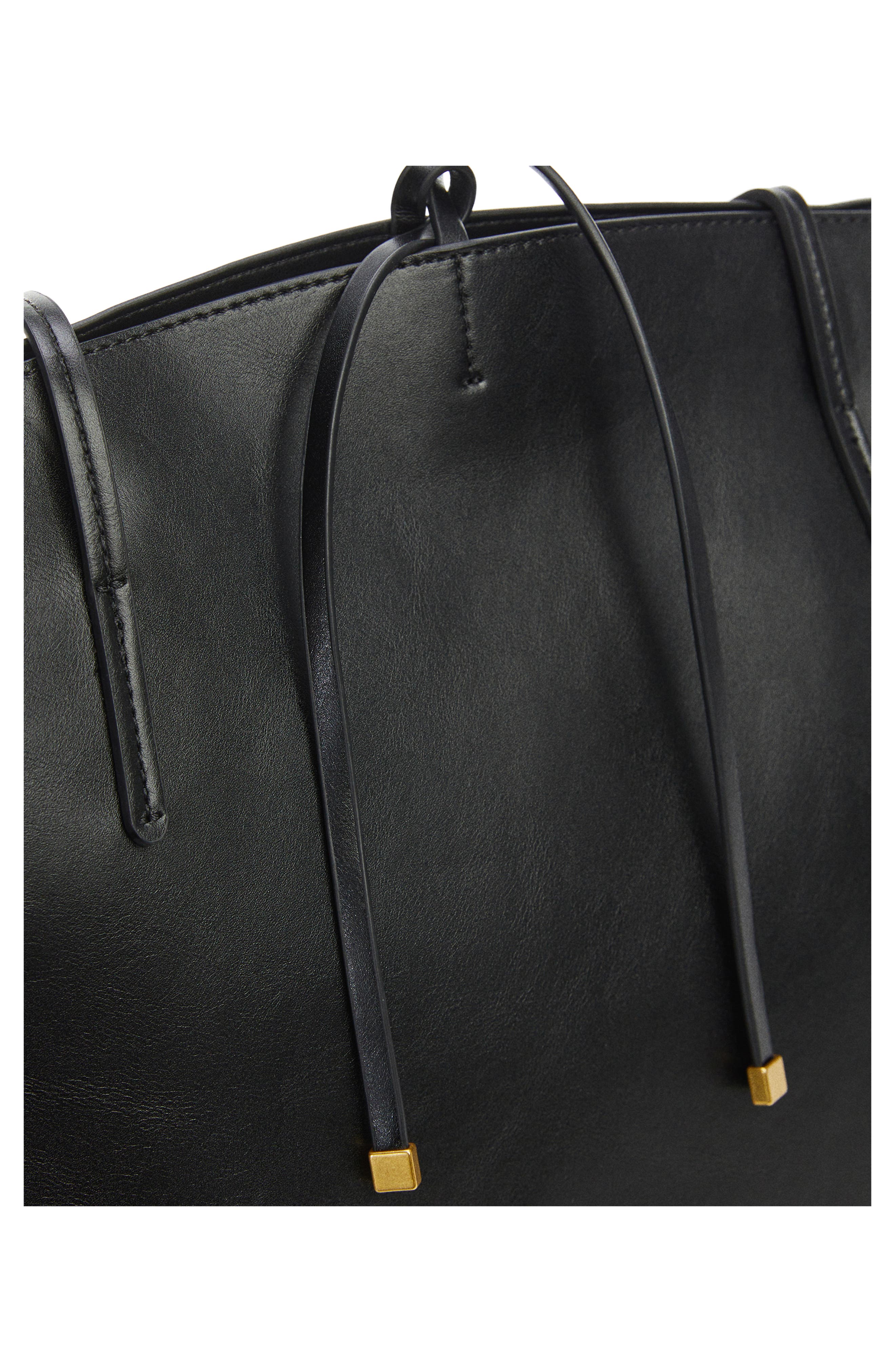 MANGO Double Handle Faux Leather Shopper Bag, Alternate, color, 